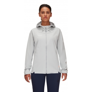 Mammut Softshell Jacket Sapuen SO Hooded - 4-Way Stretch - Light Grey Women